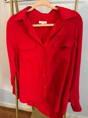 Equipment Vibrant Red Button-Down Shirt